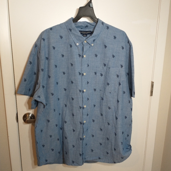 U.S POLO Assn Short Sleeve Button Down Shirt Size 3XL ,Blue Color For Men - Picture 3 of 10